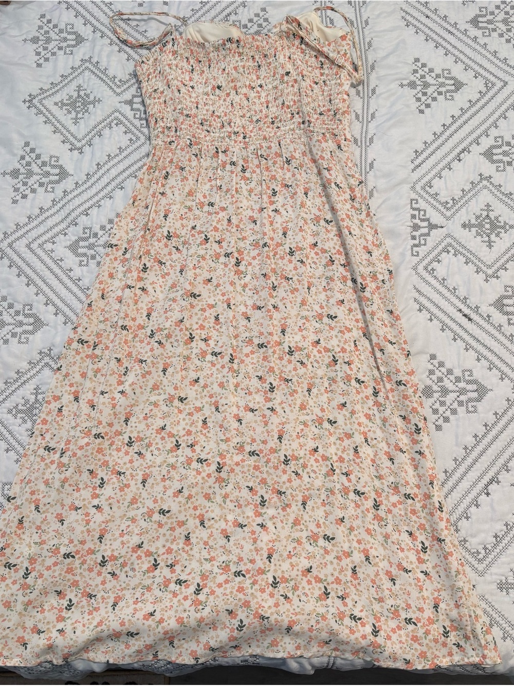 Floral Button-Front Sundress - Peach Floral - Picture 2 of 2